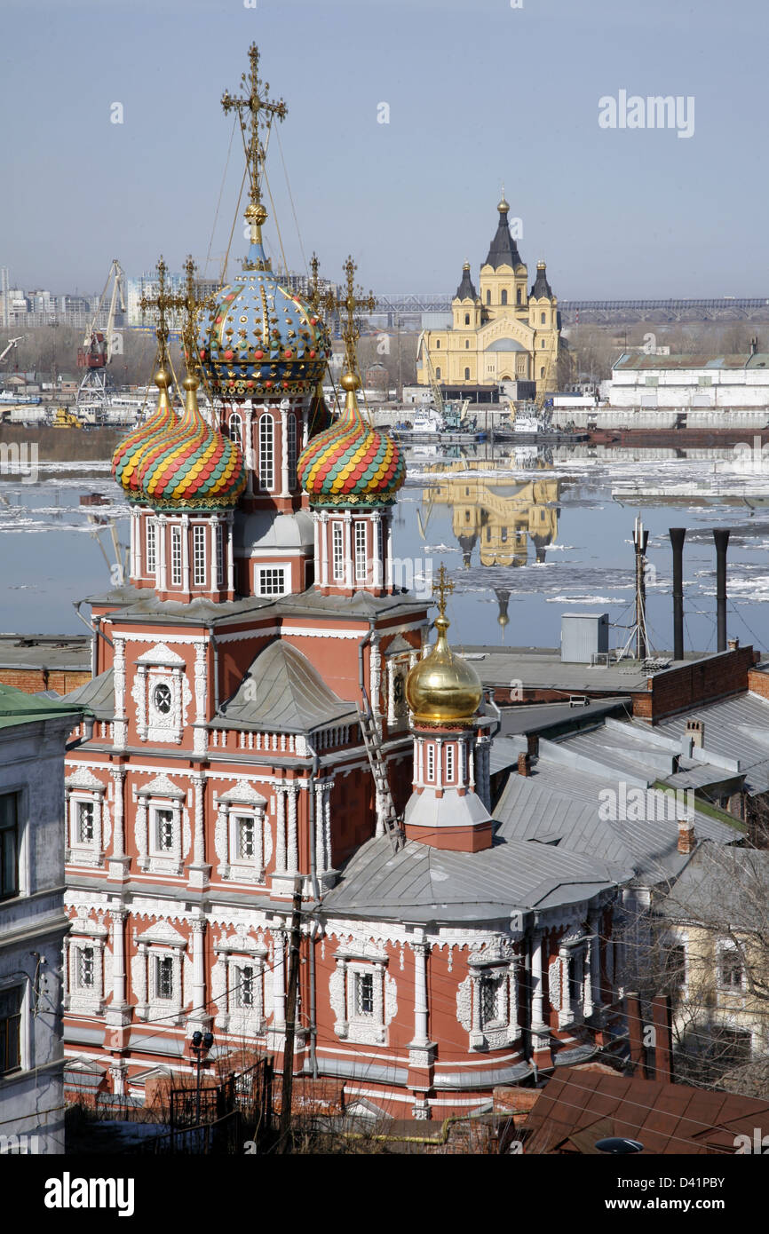 La Russia. Città romantica. Unesco. Nizhny Novgorod: Il Natale (Stroganov) Churche e St.Nevsky. Foto Stock