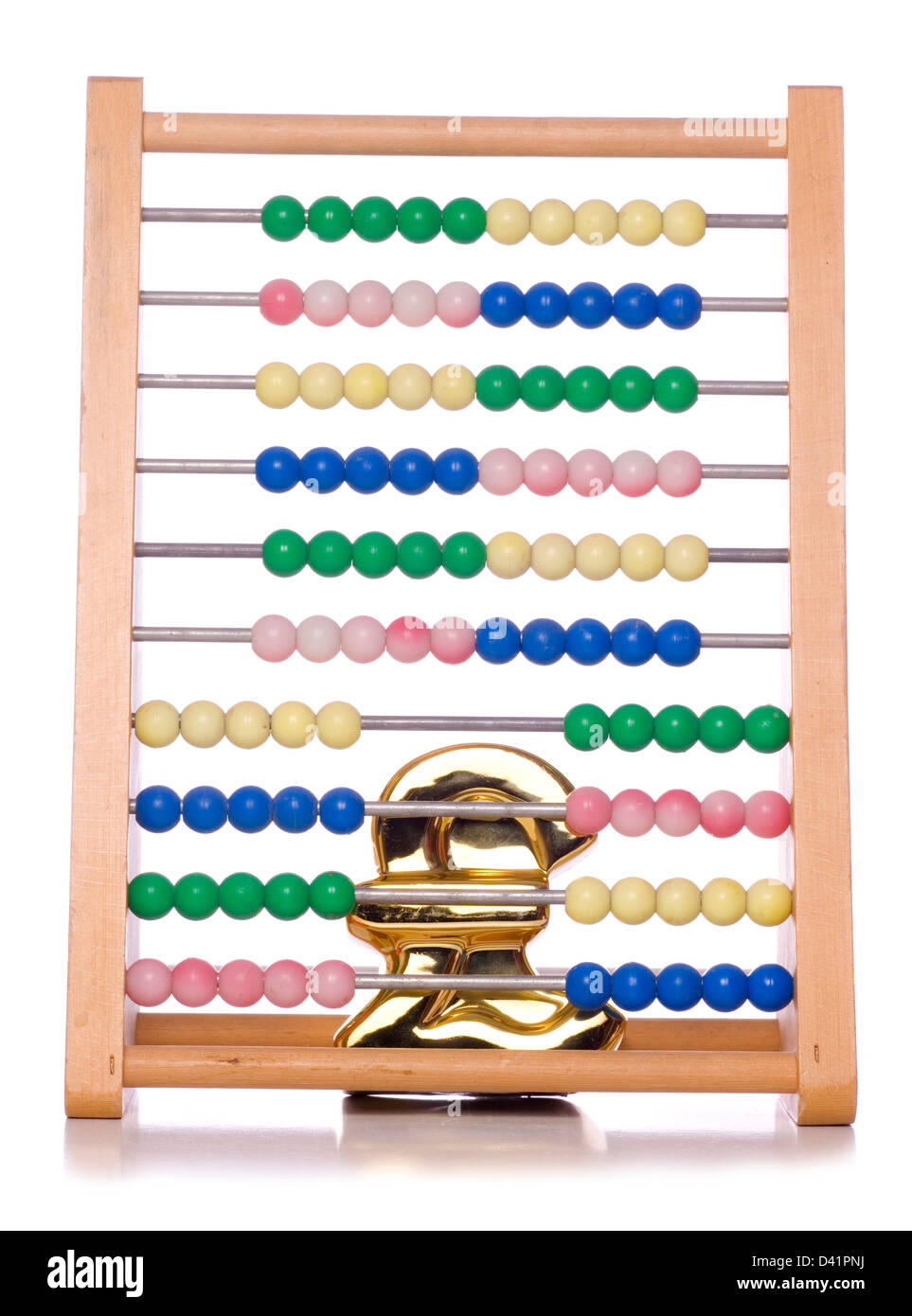 Abacus e il segno del cancelletto studio ritaglio Foto Stock
