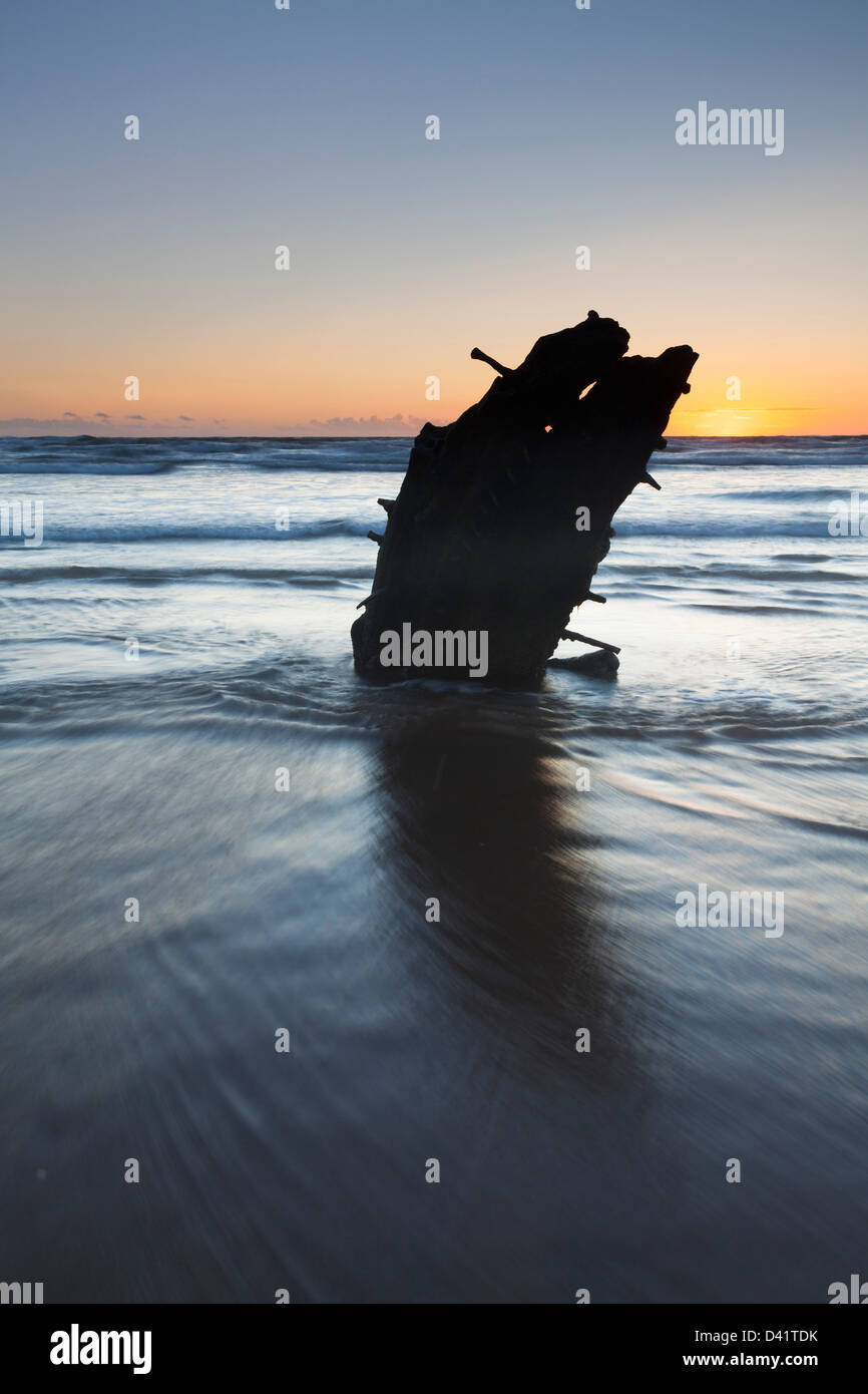 Naufragio Rhossilli Bay, Gower, Soth Wales, Foto Stock