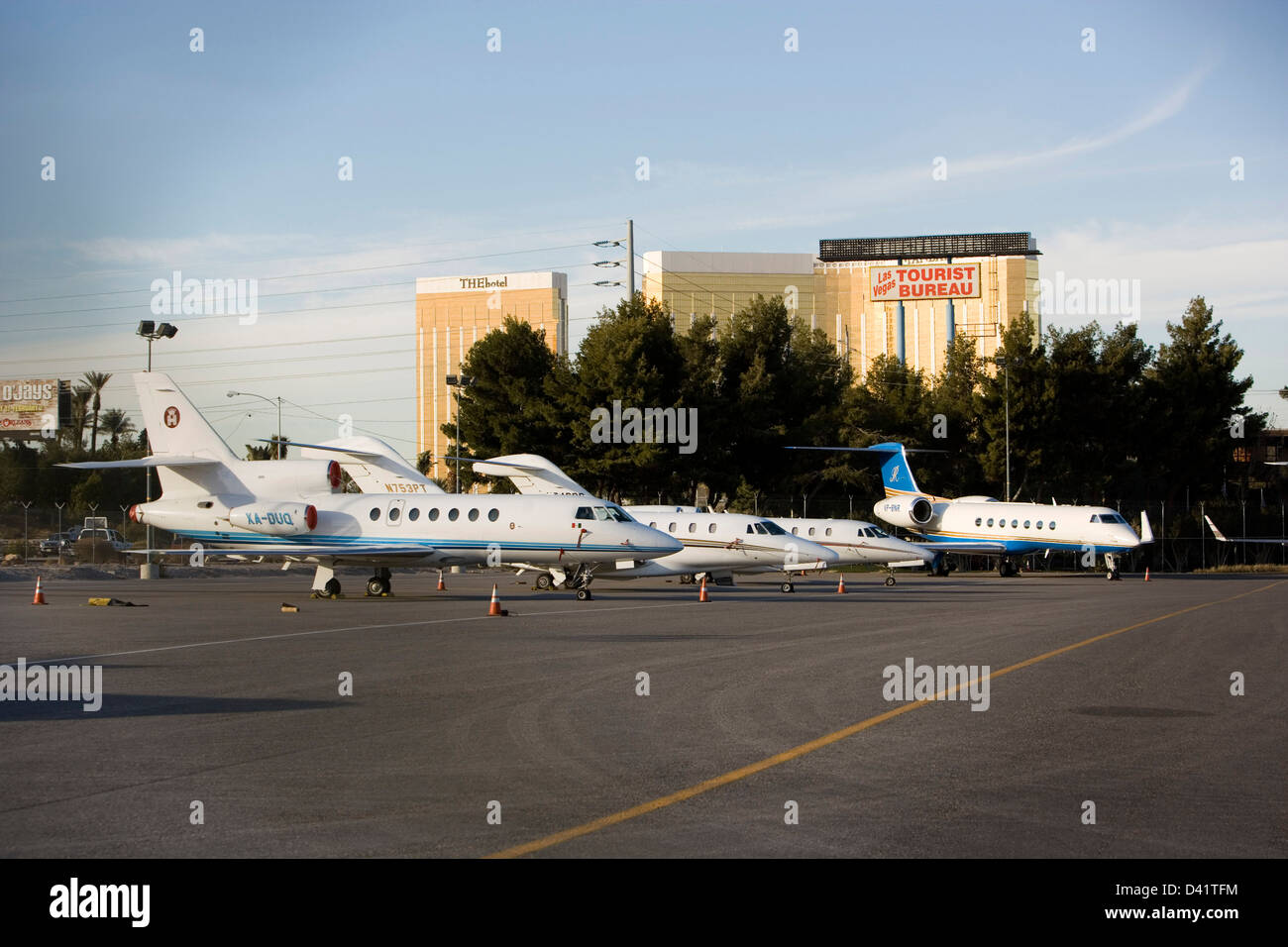 Getti privati sulla pista dell'aeroporto di Las Vegas, STATI UNITI D'AMERICA Foto Stock