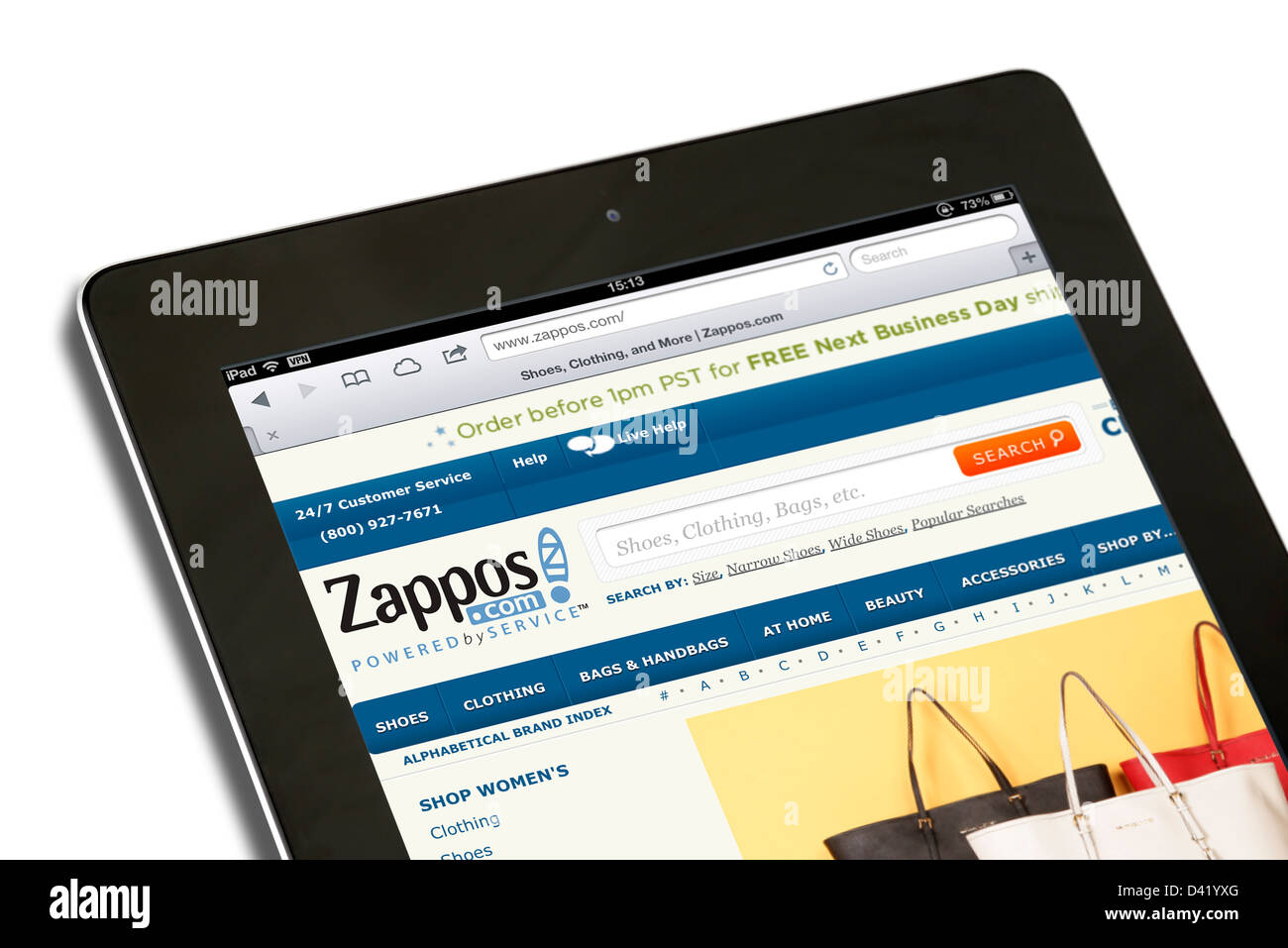 Scarpa online e sportswear, Zappos.com (un Amazon company), visualizzata su un iPad 4, STATI UNITI D'AMERICA Foto Stock
