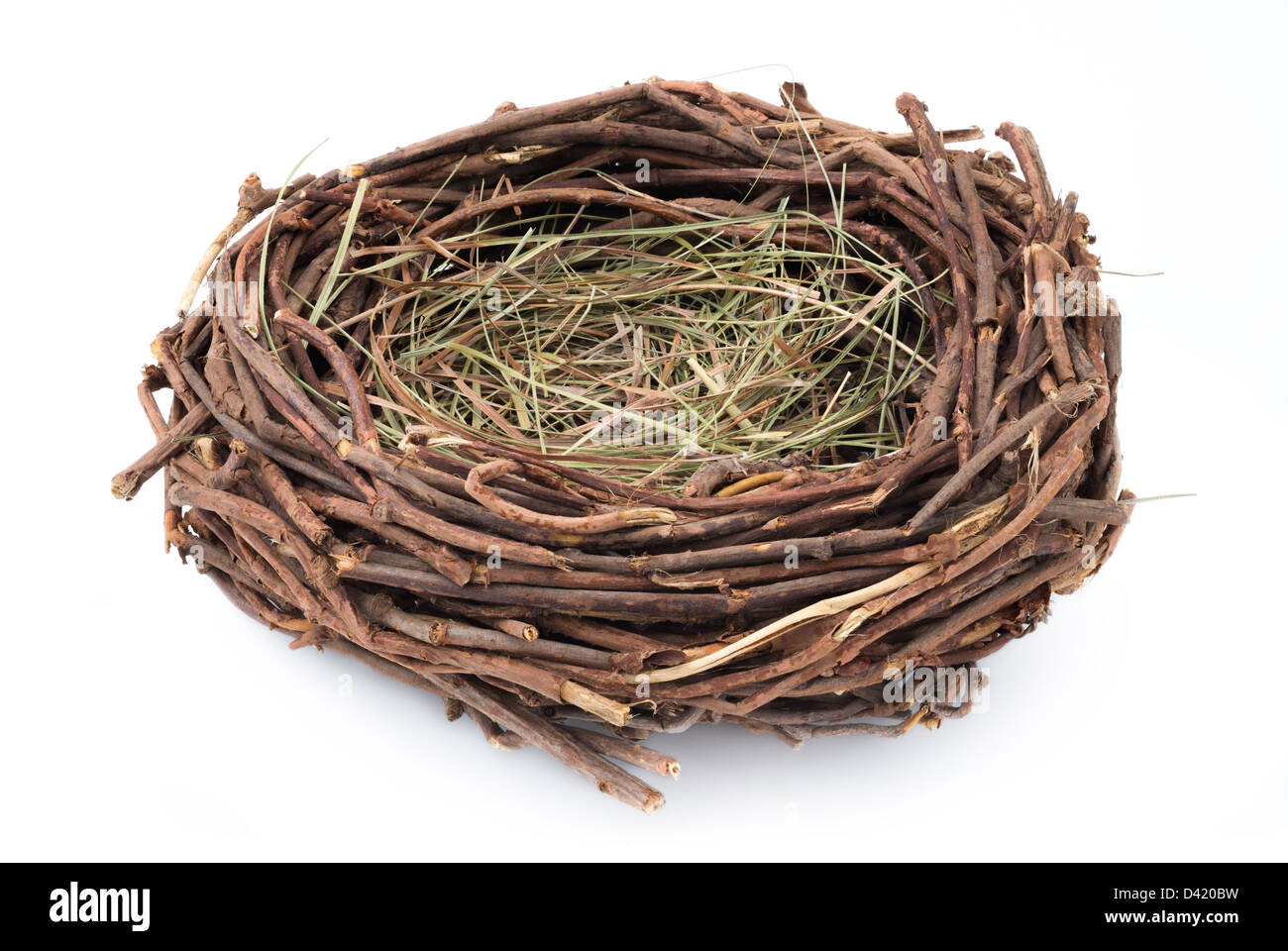 Svuotare Bird's Nest, isolato su sfondo bianco Foto Stock