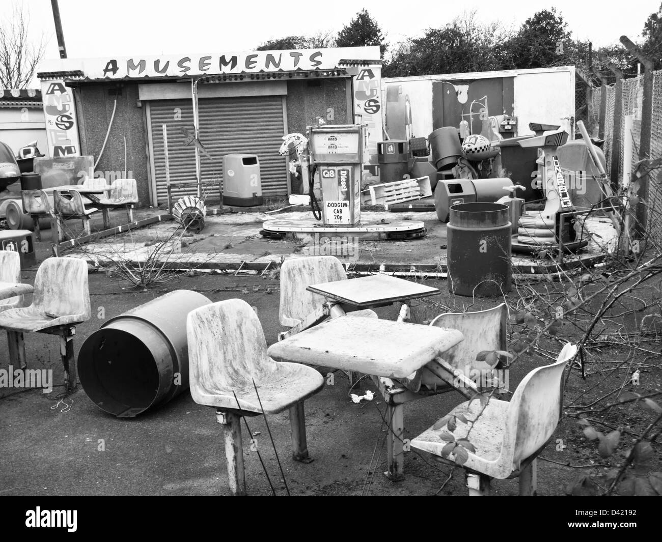 Il abbandonate e il parco di divertimenti a Severn Beach, vicino a Bristol Foto Stock
