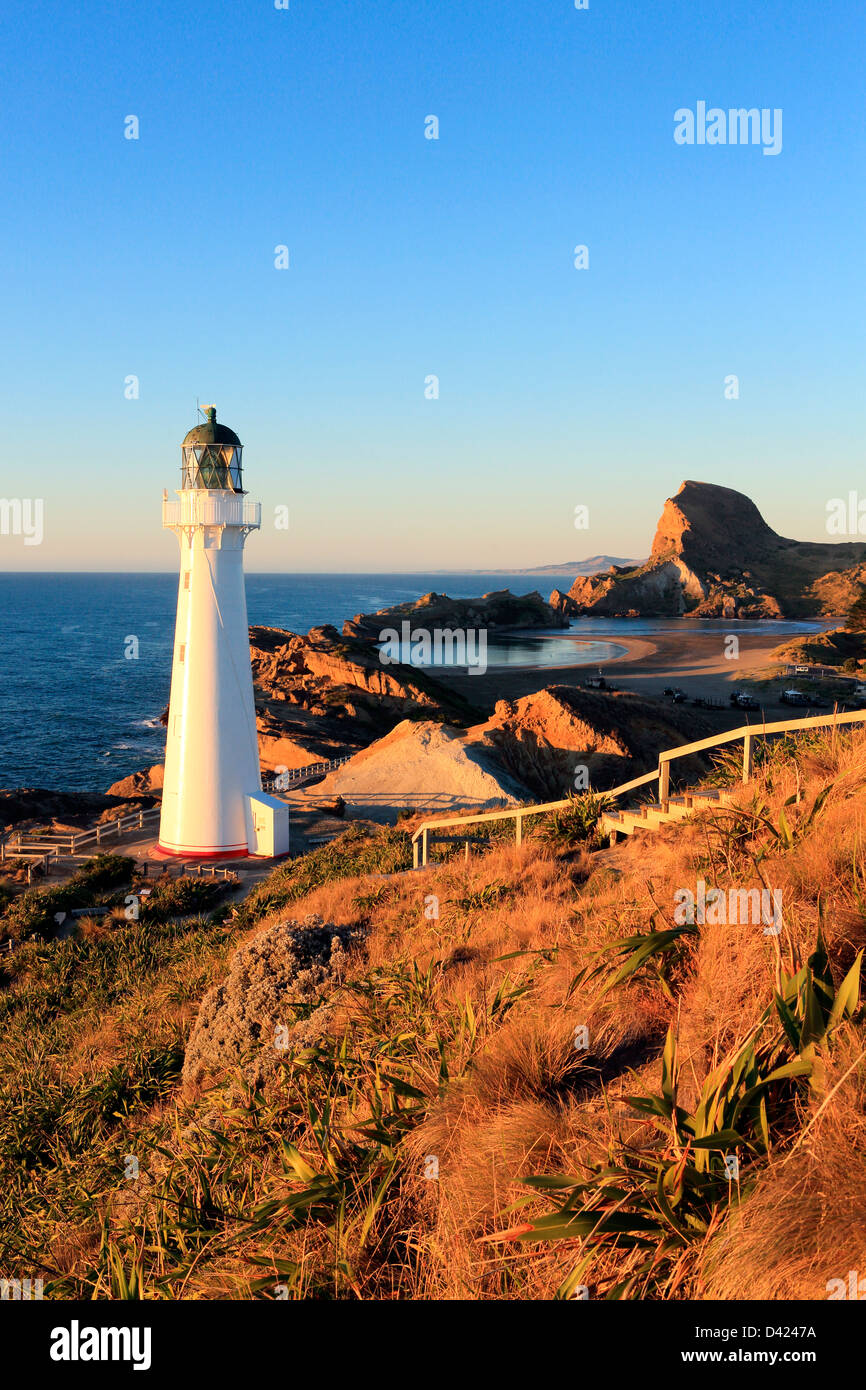 Castlepoint faro e il castello di roccia nel Wairarapa Foto Stock