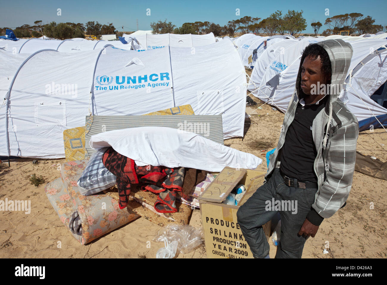 Ben Gardane, Tunisia, Shousha camp in un campo di rifugiati Foto Stock