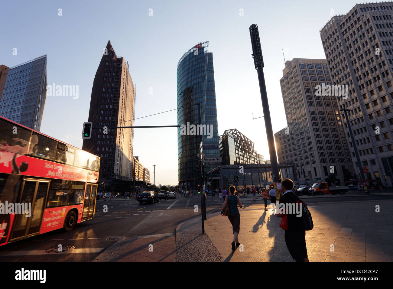 Berlino, Germania, edifici di fine a Potsdamer Platz in serata sun Foto Stock