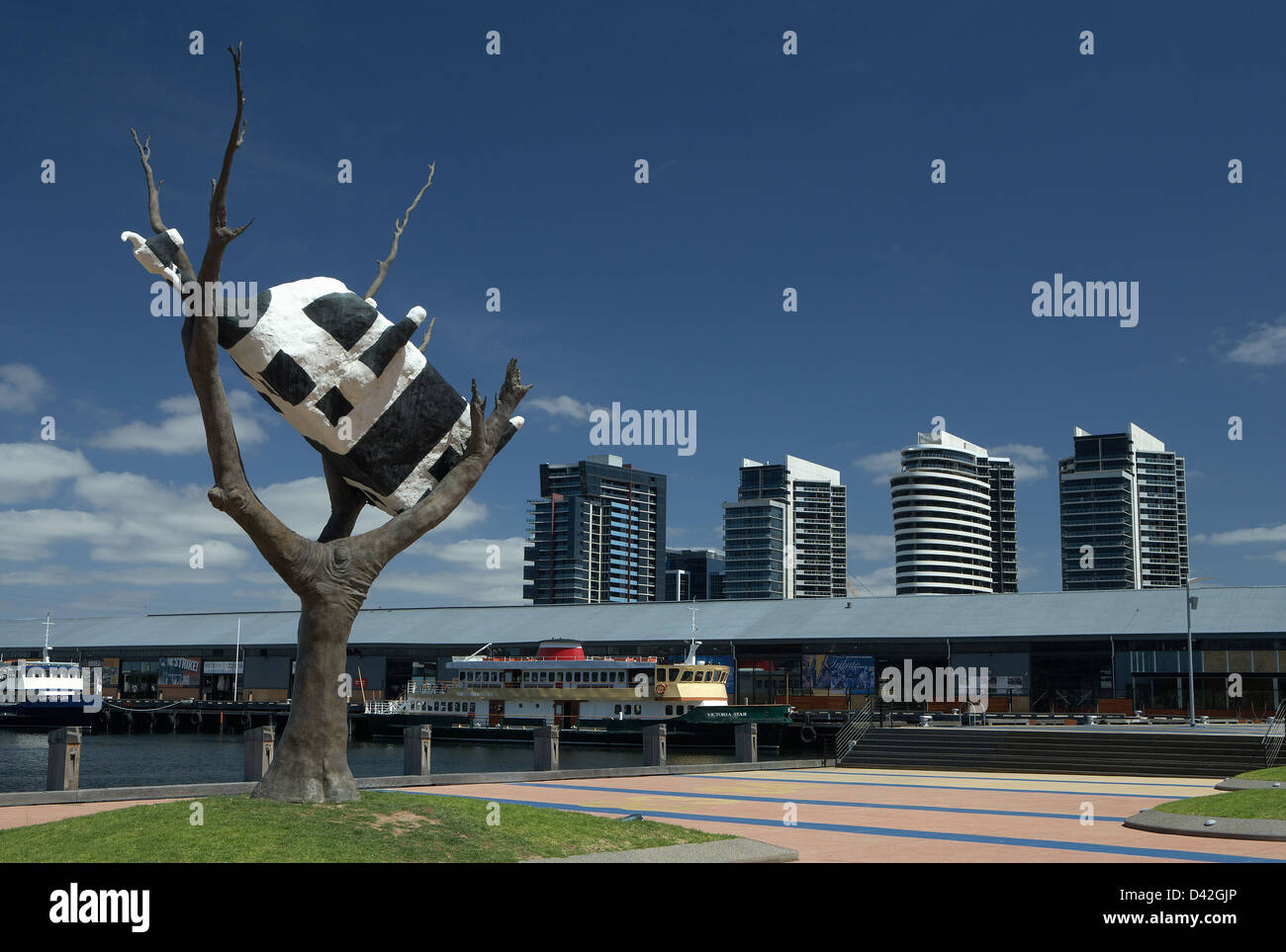 Melbourne, Australia, Docklands e la città del litorale Appartementhaeuser Foto Stock