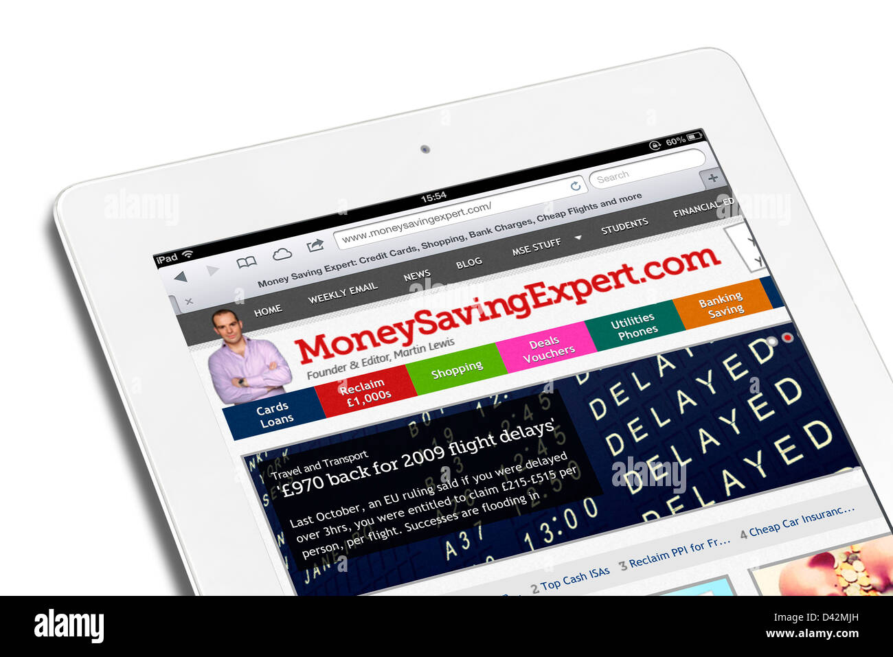 La finanza personale MoneySavingExpert.com sito visualizzato su un iPad 4, REGNO UNITO Foto Stock