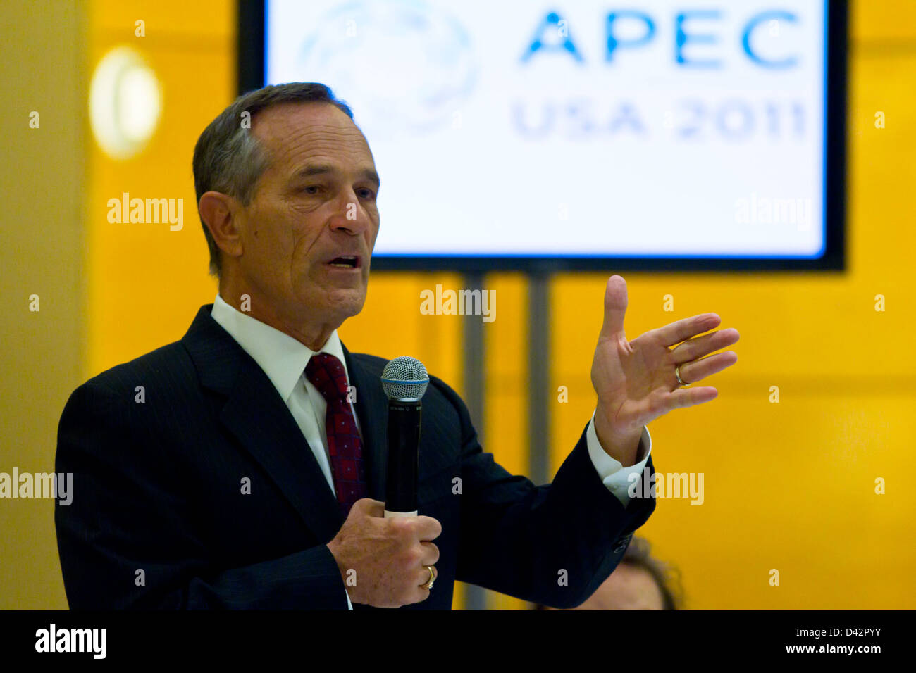 Il CBP Commissario Alan Bersin parla di APEC Foto Stock