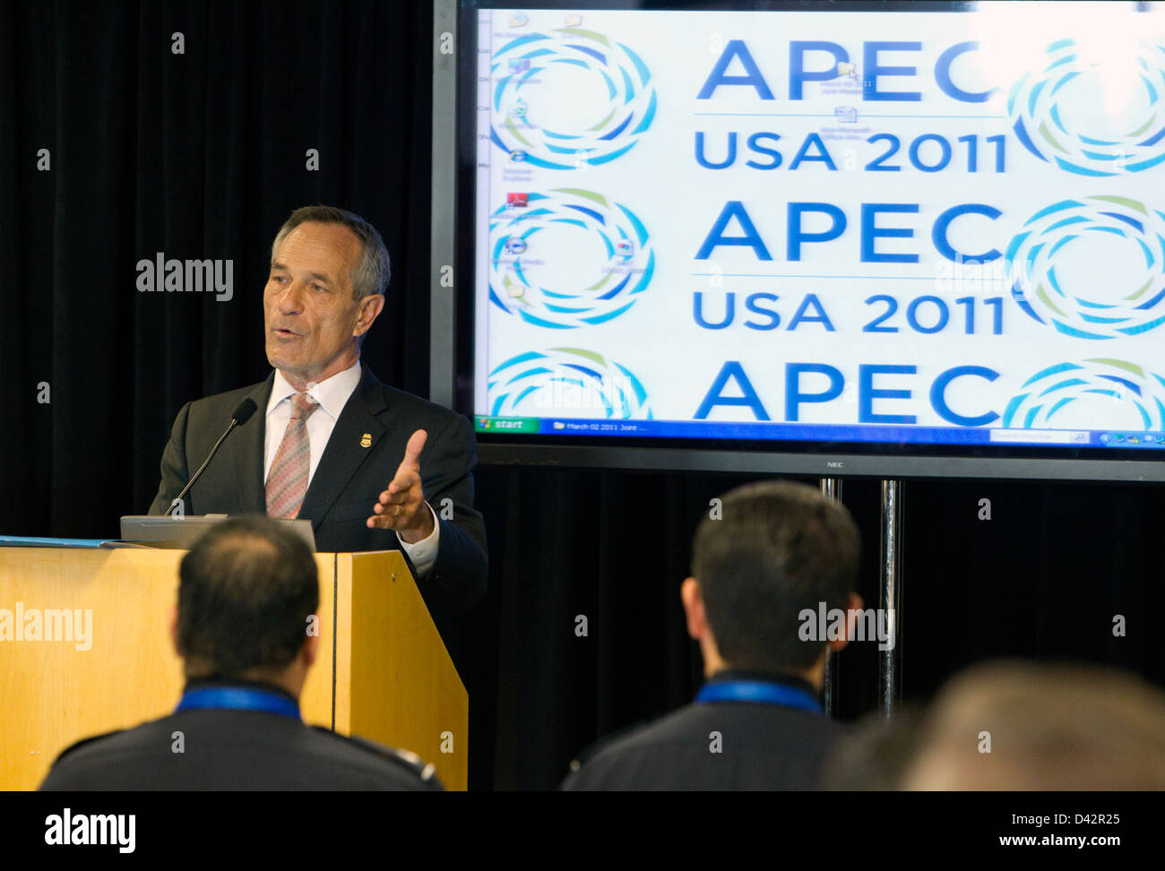 Il CBP Commissario Alan Bersin alla Cooperazione economica Asia-Pacifico riunioni Foto Stock