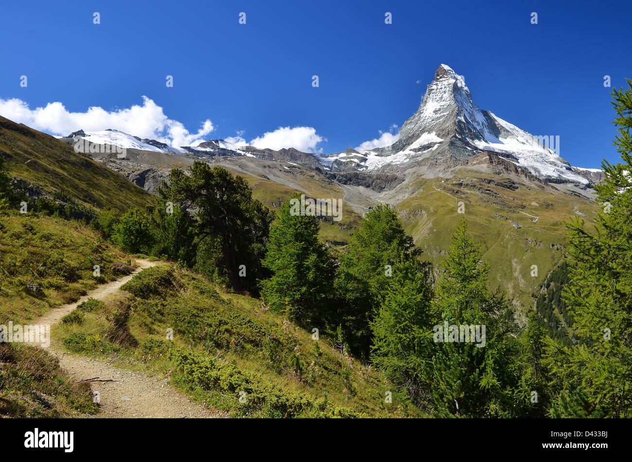 Il Cervino (Monte Cervino), Svizzera. Una delle più alte montagne dalle Alpi e in Europa (4484 m di altitudine) Foto Stock