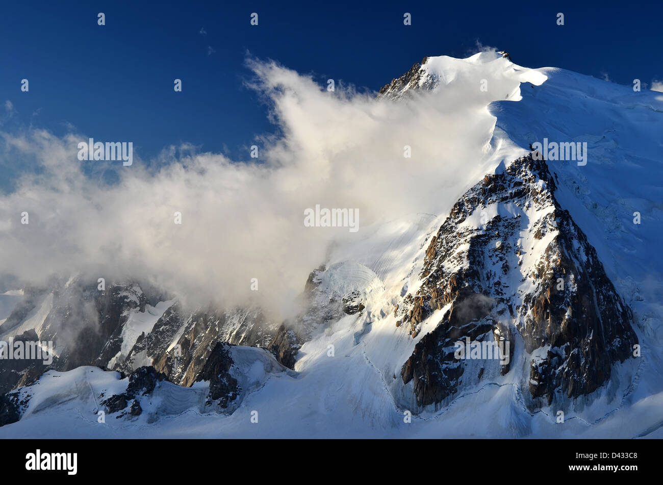 Mont Blanc du Tacul una delle cime più alte delle Alpi, Francia. Chamonix. Foto Stock