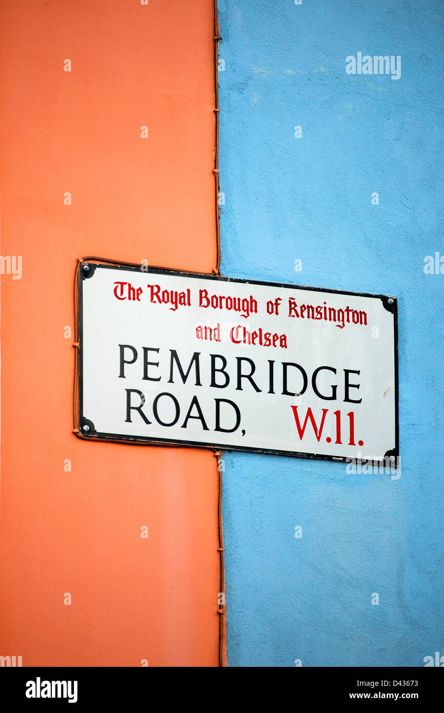 London Street segno, Pembridge Road, quartiere di Kensington e Chelsea Foto Stock