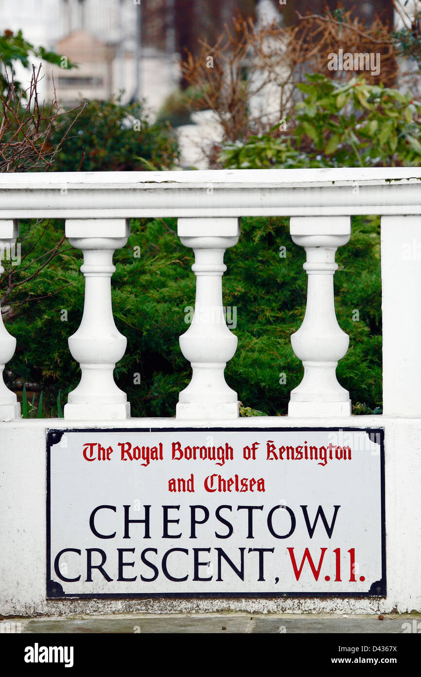 London Street segno, CHEPSTOW CRESCENT, quartiere di Kensington e Chelsea Foto Stock
