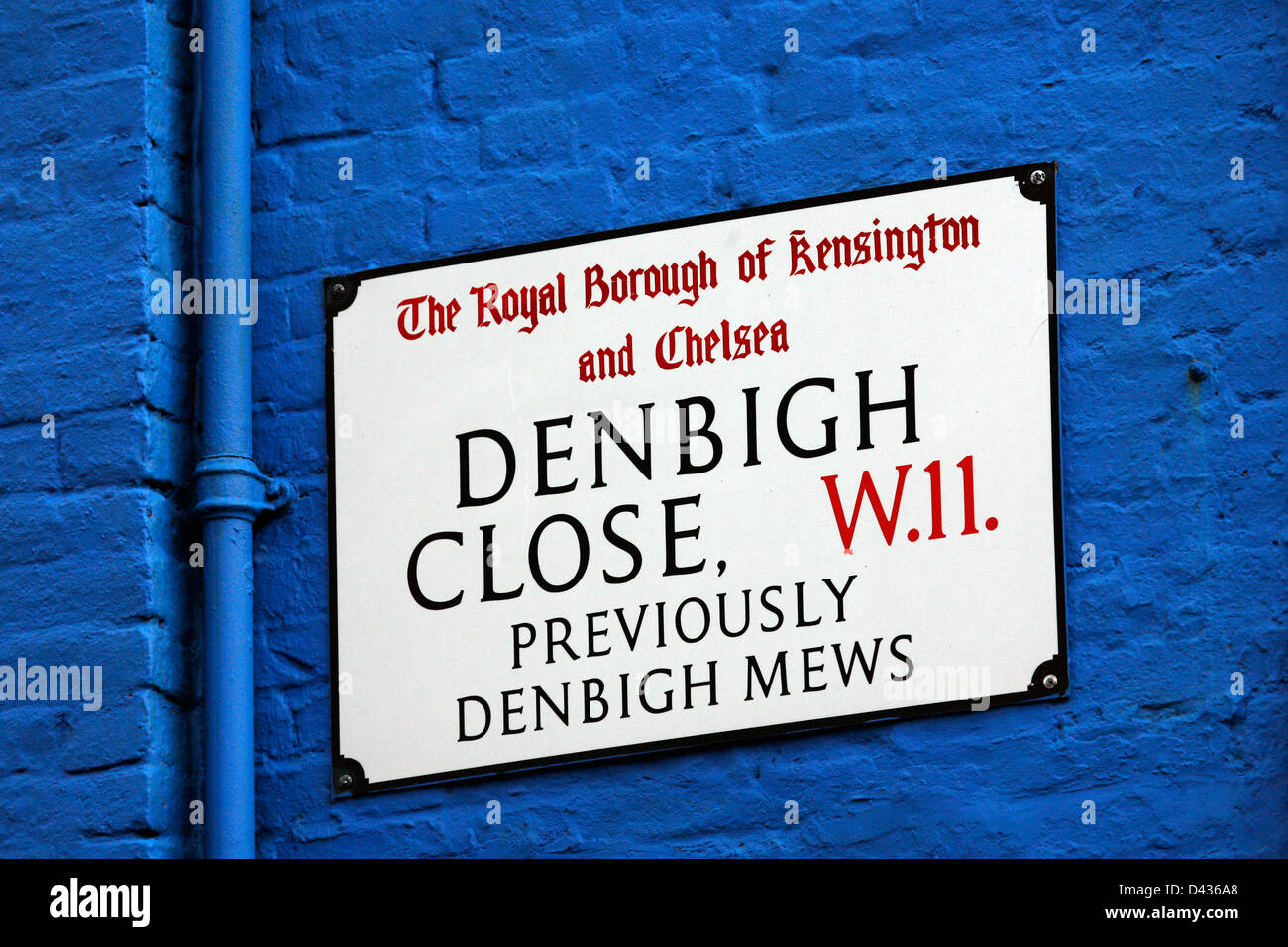 London Street segno, DENBIGH vicino, quartiere di Kensington e Chelsea Foto Stock