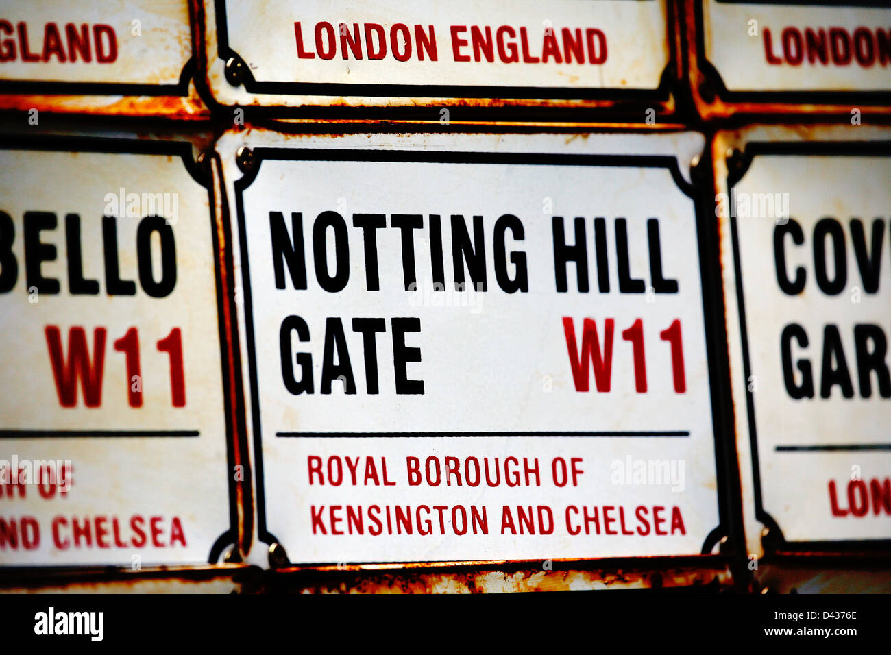 London Street segno, Notting Hill Gate, quartiere di Kensington e Chelsea Foto Stock