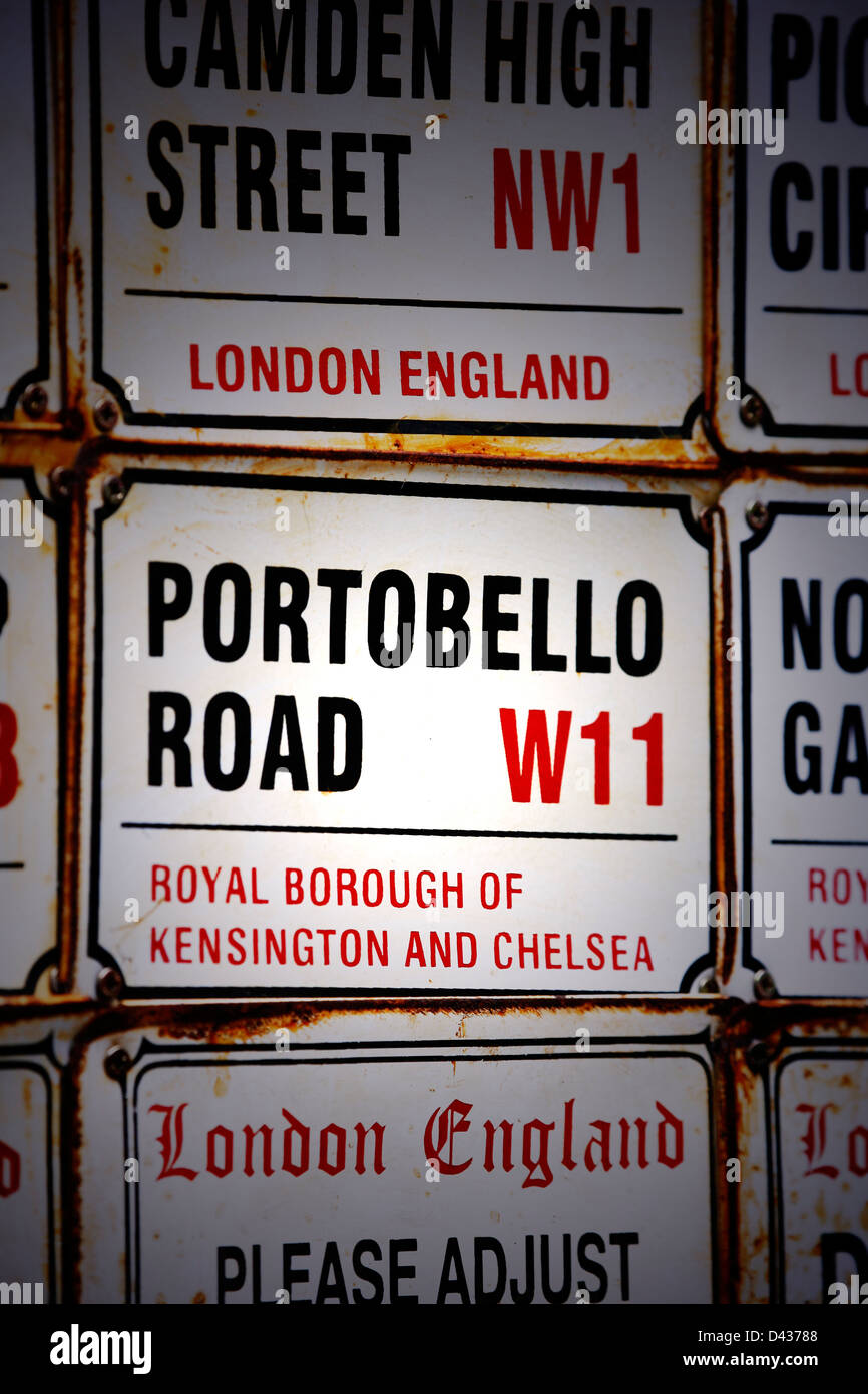 London Street segno, Portobello Road, quartiere di Kensington e Chelsea Foto Stock