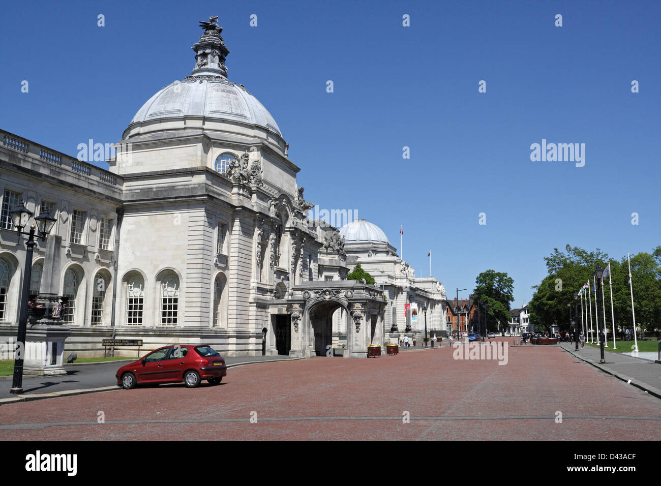 Municipio di Cardiff nel Centro Civico, Cathays Park Wales UK. Edifici governativi locali Foto Stock
