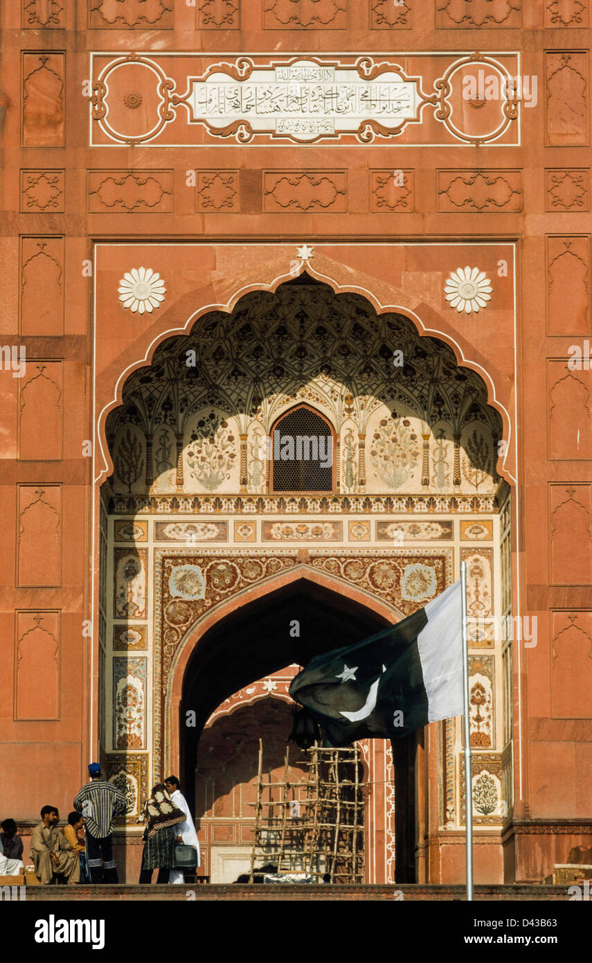 Entrata alla Moschea Badshahi, Lahore, Pakistan Foto Stock