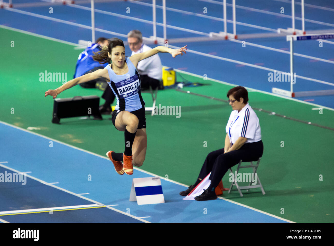 Angela BARRETT, Donne Salto triplo, 2013 British atletica prove europea (EIS) Sheffield, Regno Unito Foto Stock