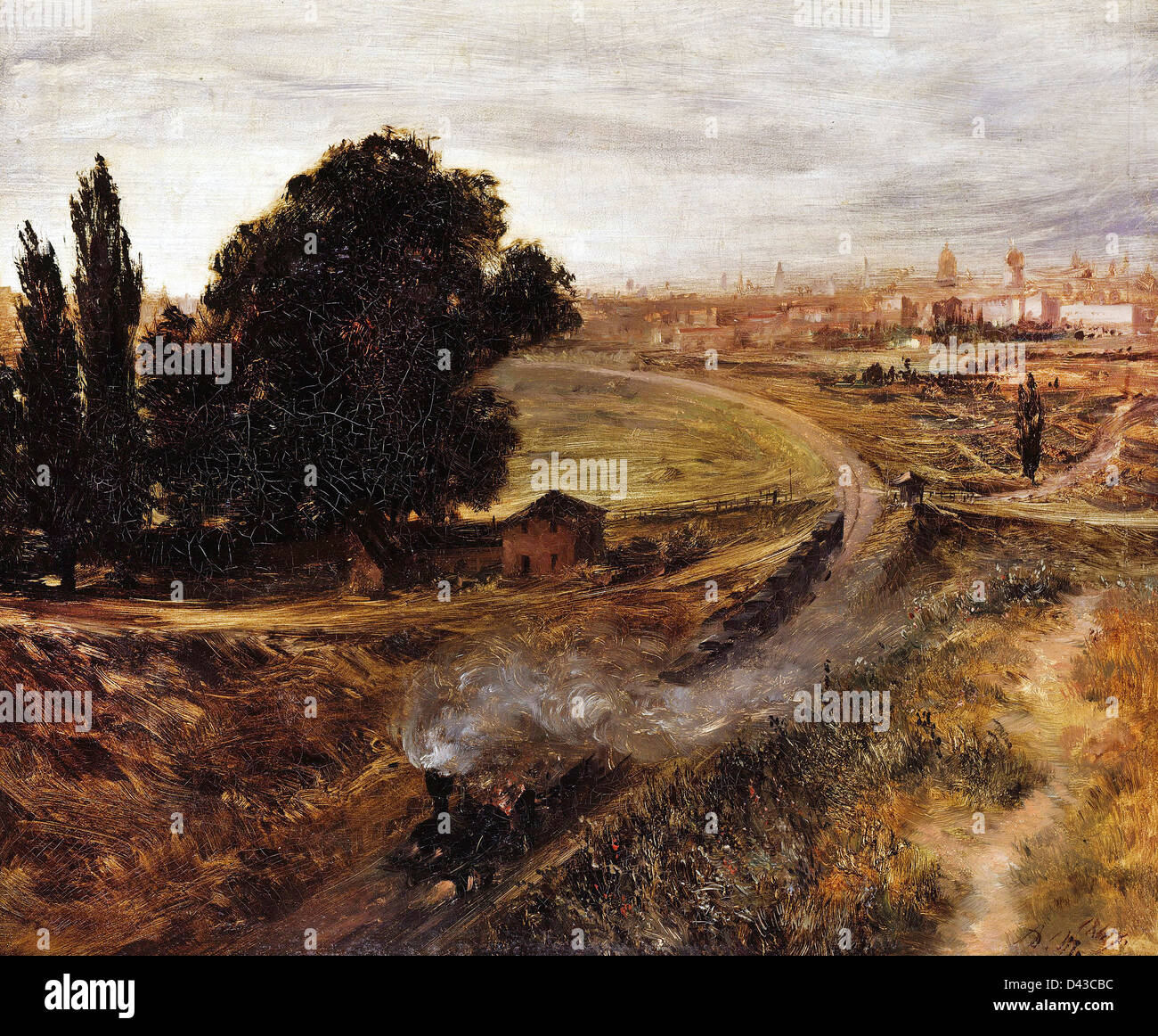 Adolf Menzel, la ferrovia Berlin-Potsdam 1847 olio su tela. Alte Nationalgalerie di Berlino Foto Stock