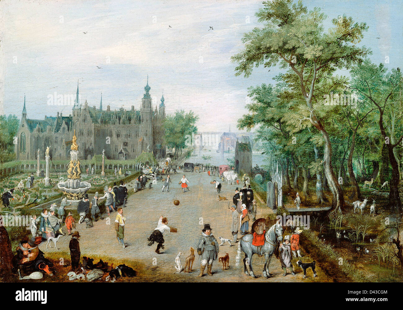 Adriaen van de Venne, prima di un palazzo di campagna circa 1614 olio su pannello. Il J. Paul Getty Museum Foto Stock