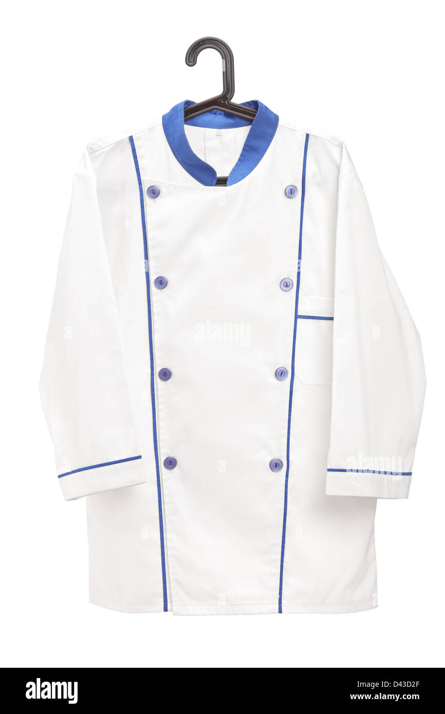 Lo chef maschio uniforme su un appendiabiti isolati su sfondo bianco Foto Stock