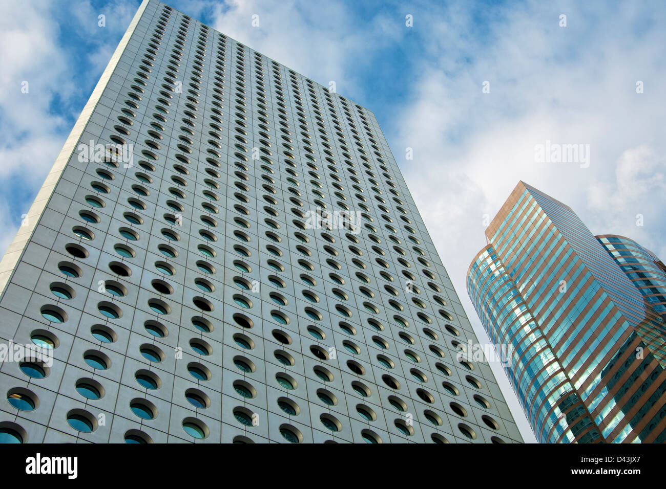 Grattacieli Jardine House e Exchange Square nel quartiere centrale degli affari sull isola di Hong Kong, Hong Kong Foto Stock