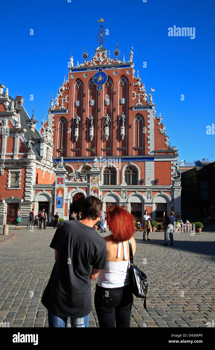 Casa delle Teste Nere presso la piazza del Municipio in Riga, Lettonia Foto Stock