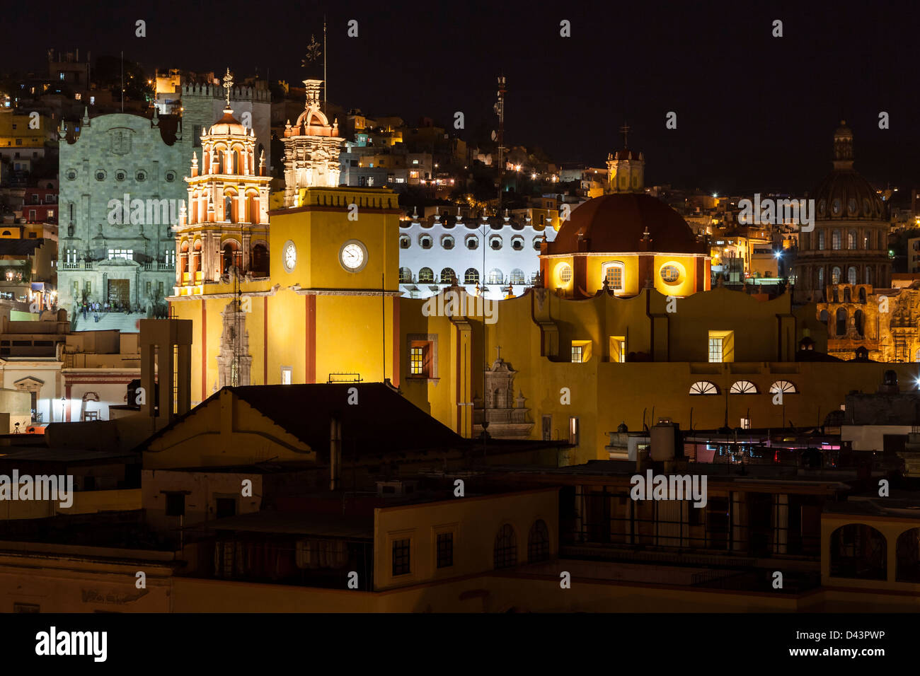 Notte in Guanajuato, Messico settentrionale Foto Stock