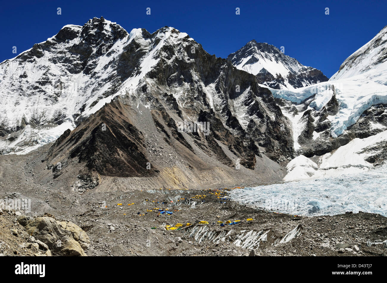 Mt Campo Base Everest, ghiacciaio Khumbu, Parco Nazionale di Sagarmatha, Solukhumbu quartiere, zona di Sagarmatha, Purwanchal, Nepal Foto Stock