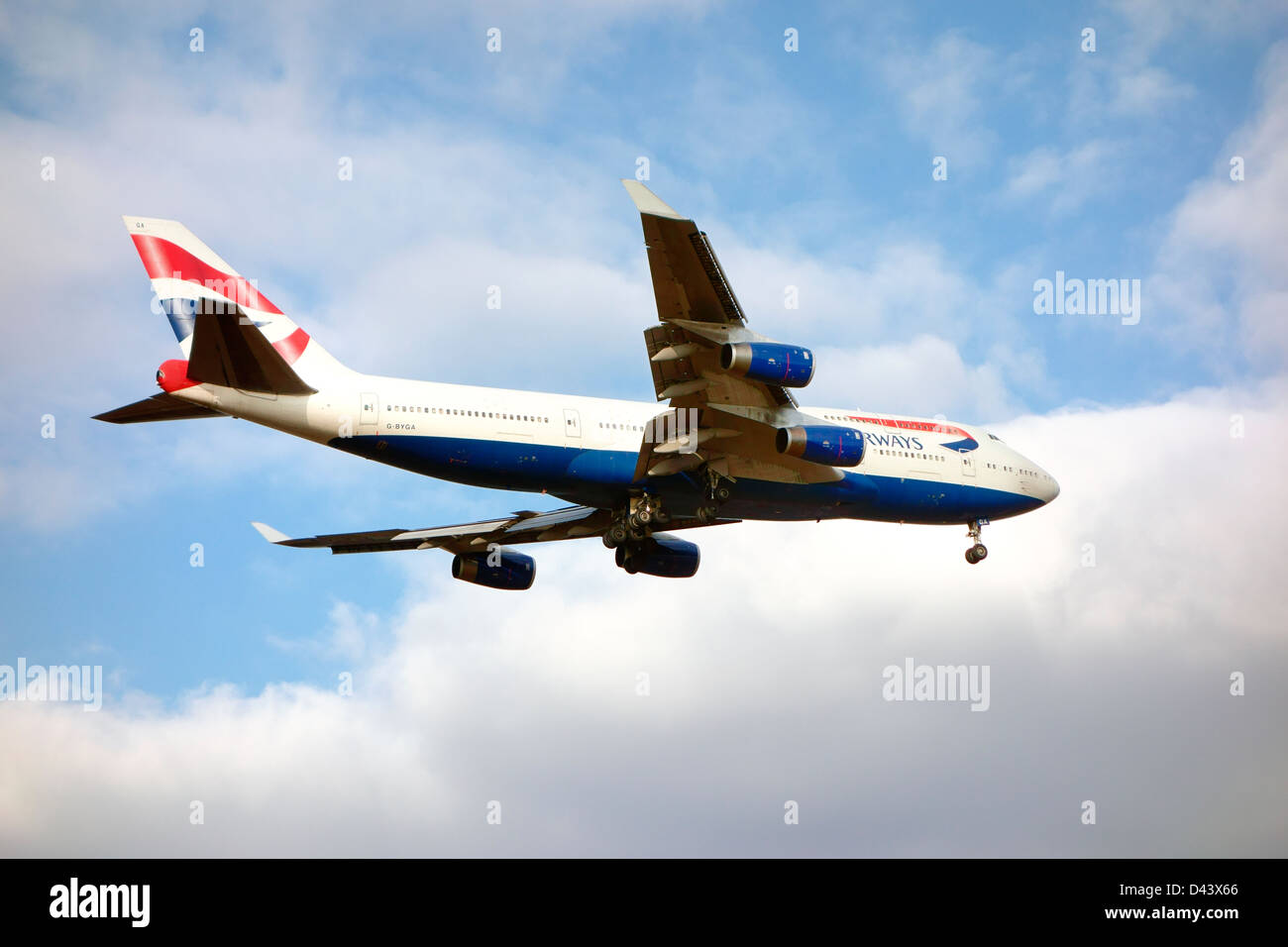 British Airways aereo 747 jumbo jet sbarco Foto Stock