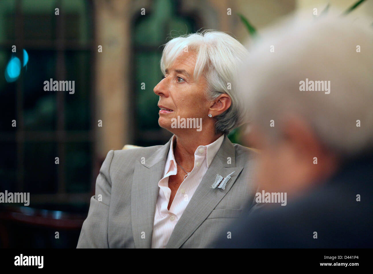 Cipro,NICOSIA-SEPT EMBER 13:Fondo Monetario Internazionale (FMI) direttore Christine Lagarde nel corso di un incontro con il presidente cipriota D Foto Stock