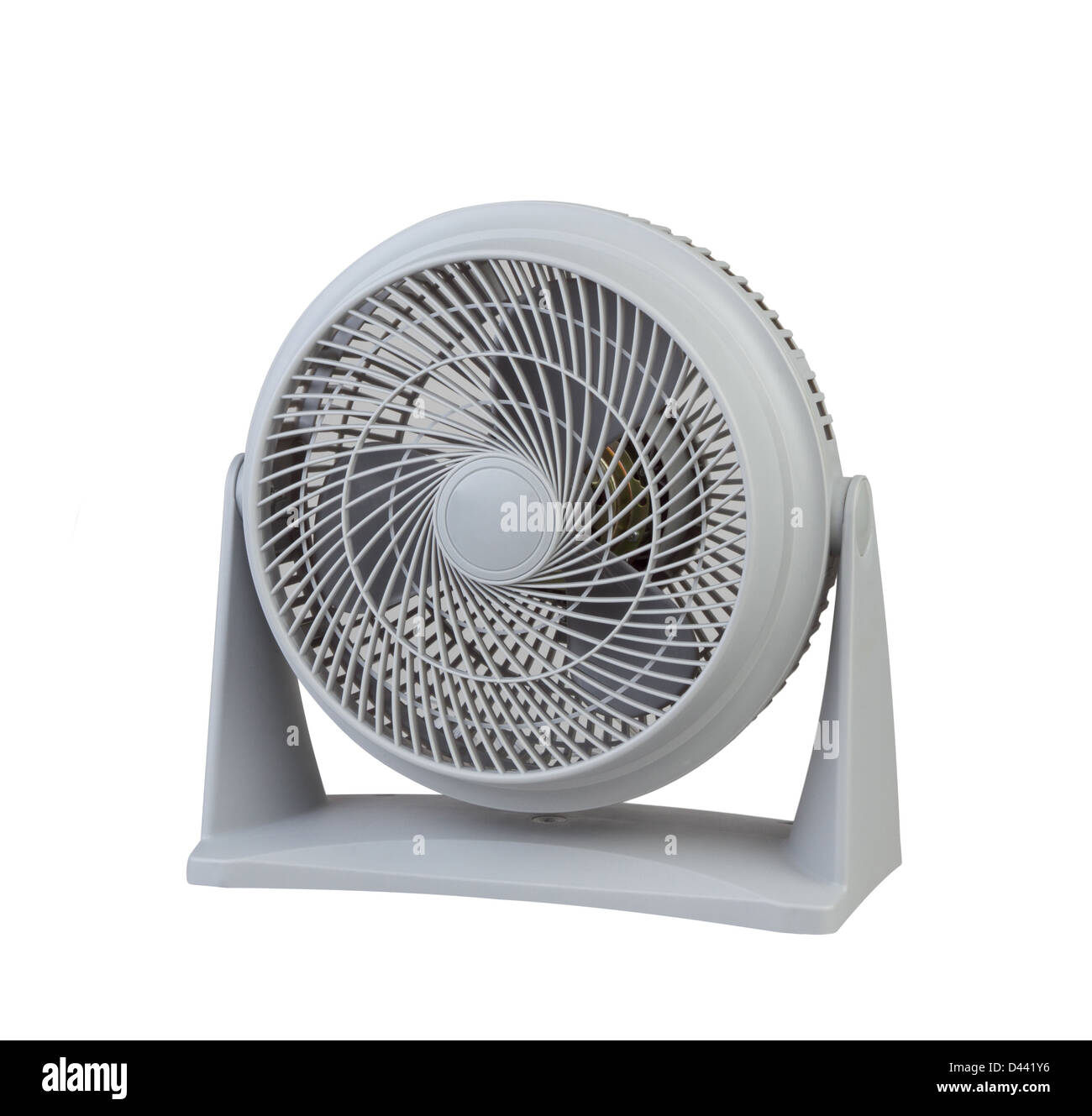 Grigio elettrico portatile ventola ventoso isolati su sfondo bianco Foto Stock