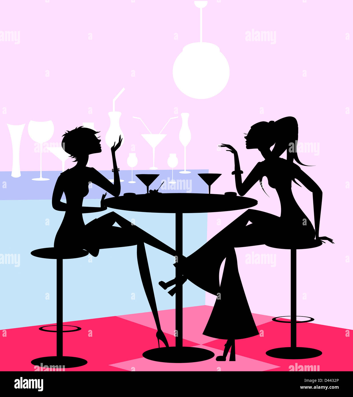In un abstract cafe sono due amiche Foto Stock