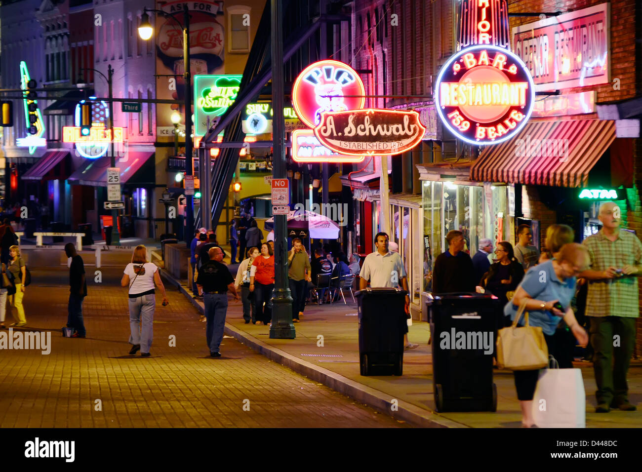 Notte in Beale Street Blues di Memphis, Tennessee TN Foto Stock