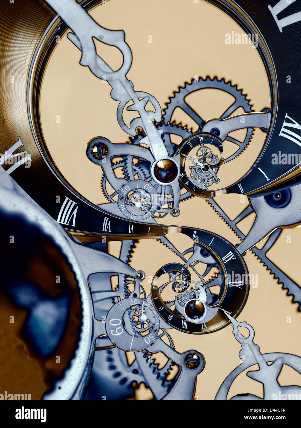 Colorato Droste effetto immagine astratta di un orologio. Foto Stock