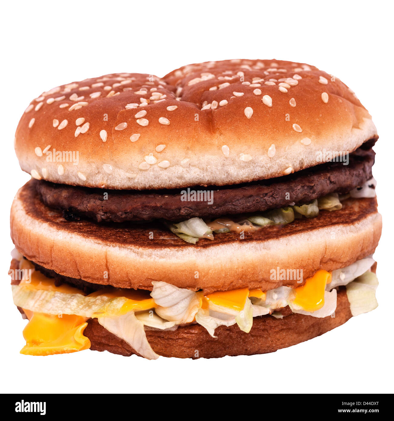 Un Mcdonalds Big Mac burger su sfondo bianco Foto Stock