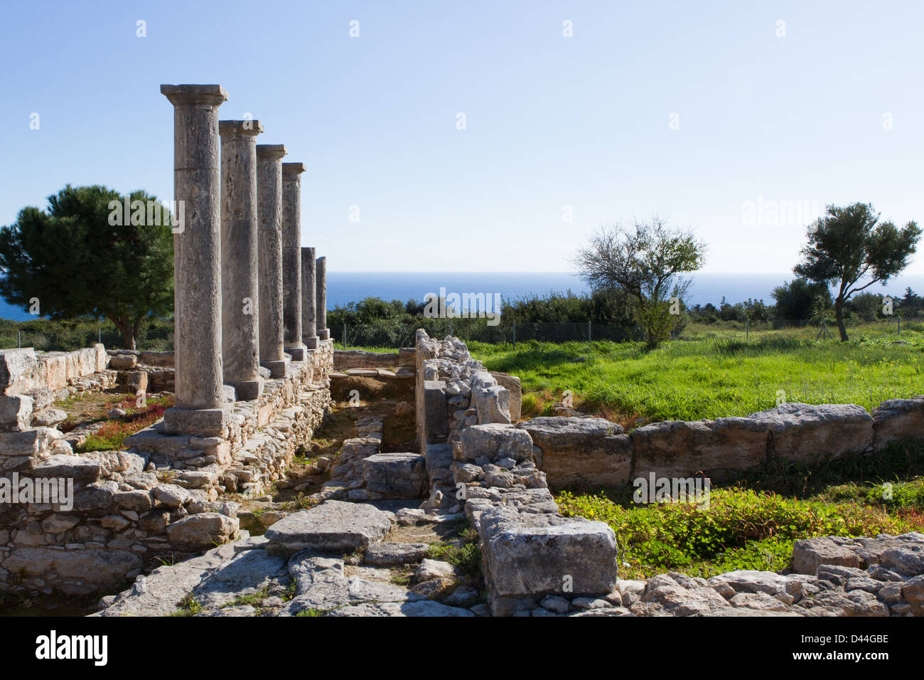 Colonne e rovine presso il Santuario di Apollo Hylates, Cipro Foto Stock