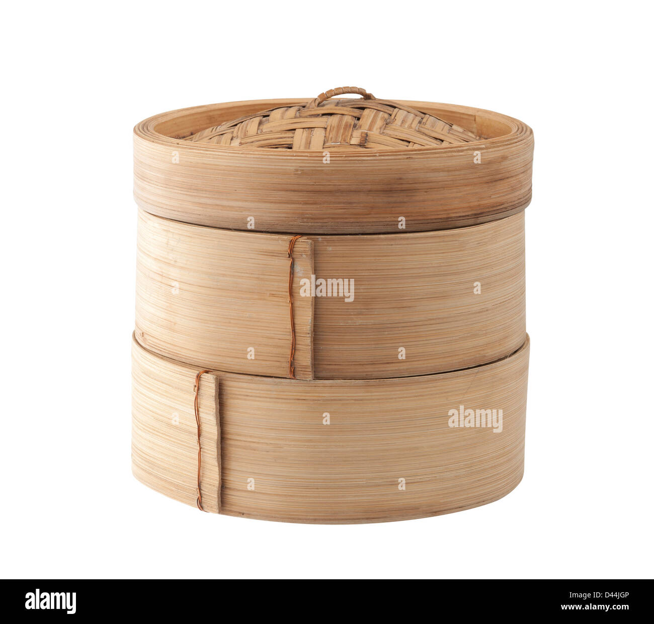Il bambù dim sum contenitore per la cottura a vapore di cibo asiatico, Giapponese vietnamita cinese e tailandese. Foto Stock
