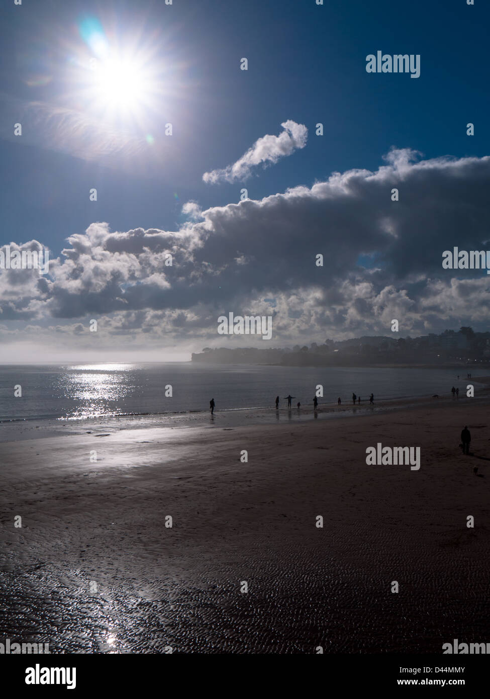 Vista di Torquay Beach da Torbay Road Foto Stock