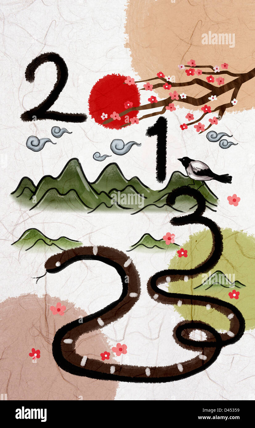 Scheda Coreano modello di progettazione del nuovo anno 2013 Foto Stock