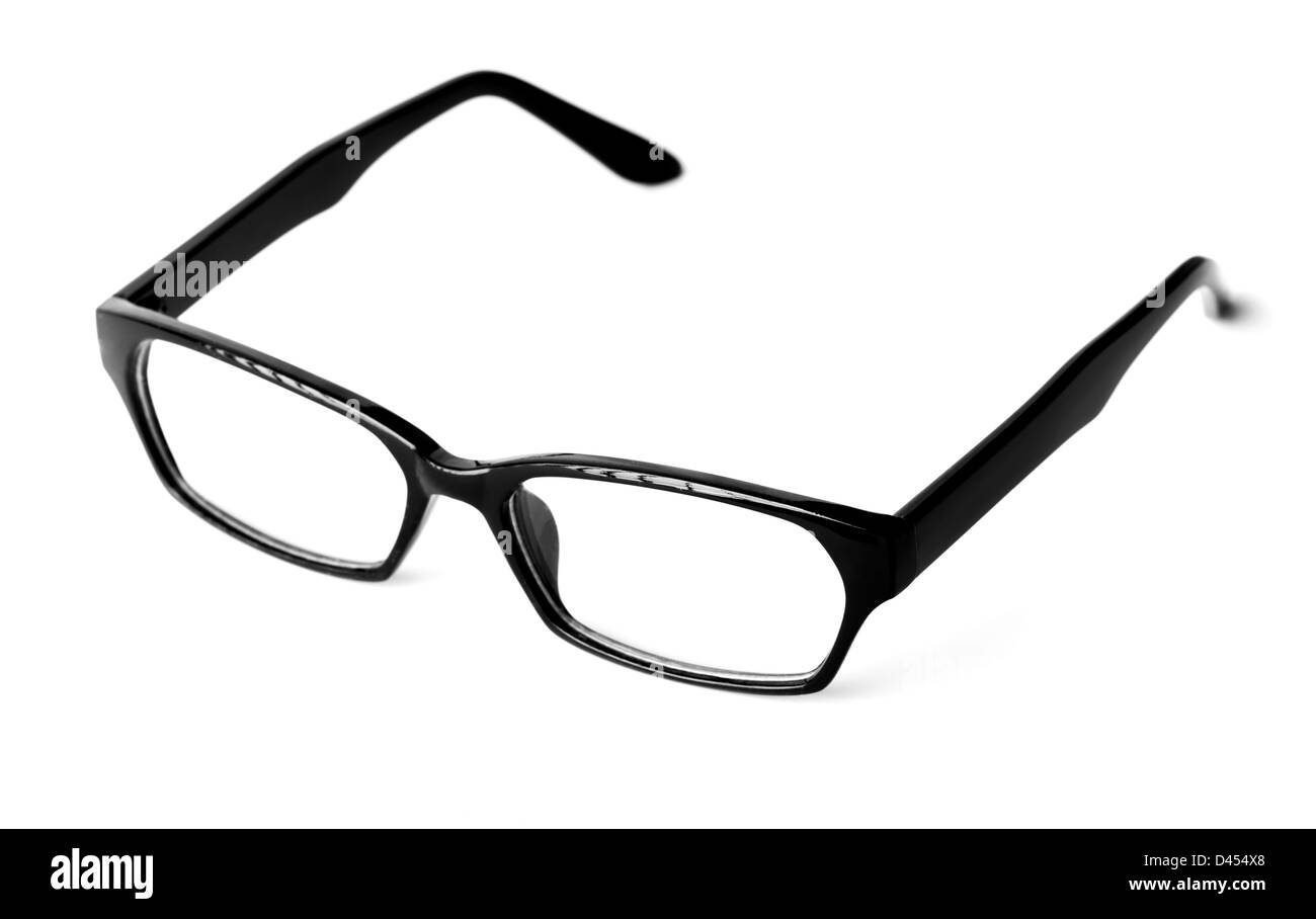 Nero classico bicchieri in plastica isolato su sfondo bianco Foto Stock