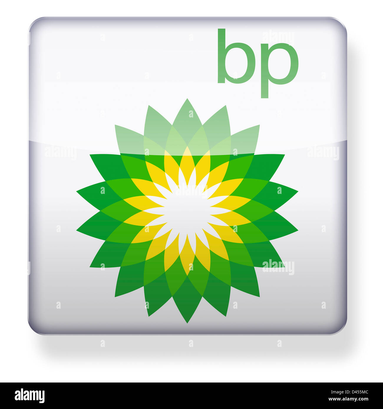 BP logo come l'icona di un'app. Percorso di clipping incluso. Foto Stock