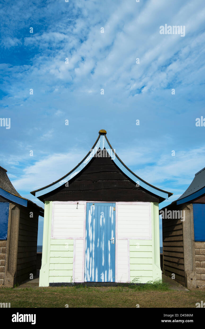 Pittoresca spiaggia di capanna a Mablethorpe, Lincolnshire, Regno Unito. Foto Stock