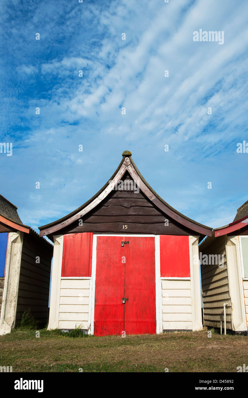 Pittoresca spiaggia di capanna a Mablethorpe, Lincolnshire, Regno Unito. Foto Stock