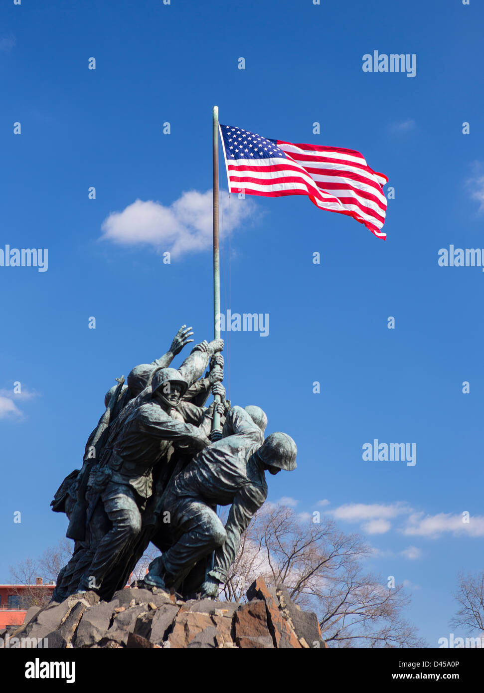 ARLINGTON, VIRGINIA, STATI UNITI D'AMERICA - Iwo Jima U.S. Marine Corps War Memorial in Rosslyn, un sacrario militare statua. Foto Stock