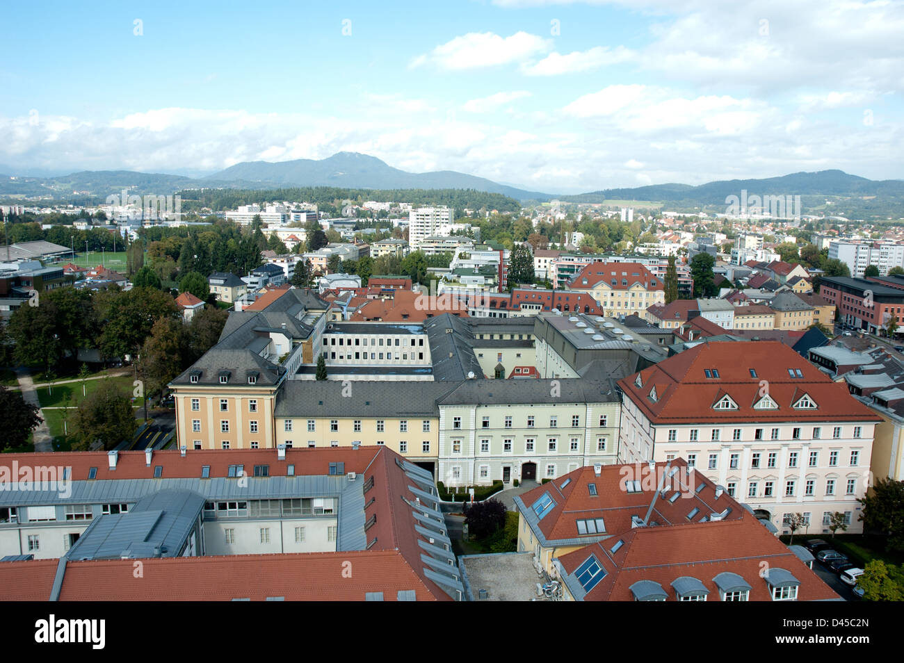 Klagenfurt da sopra Foto Stock