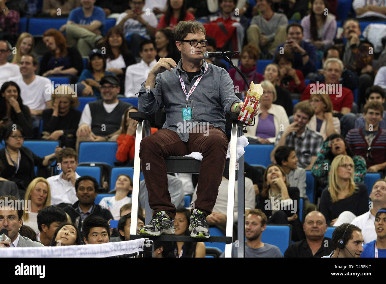 Westwood, California, Stati Uniti d'America. 4 Marzo, 2013. Rainer Wilson assiste la prima relazione annuale la sfida di tennis a Pauley Pavilion il 4 marzo 2013 a Westwood, ca. Foto Stock