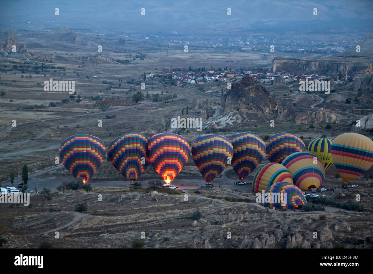 Palloncini colorati aria in Cappadocia.La Turchia Foto Stock